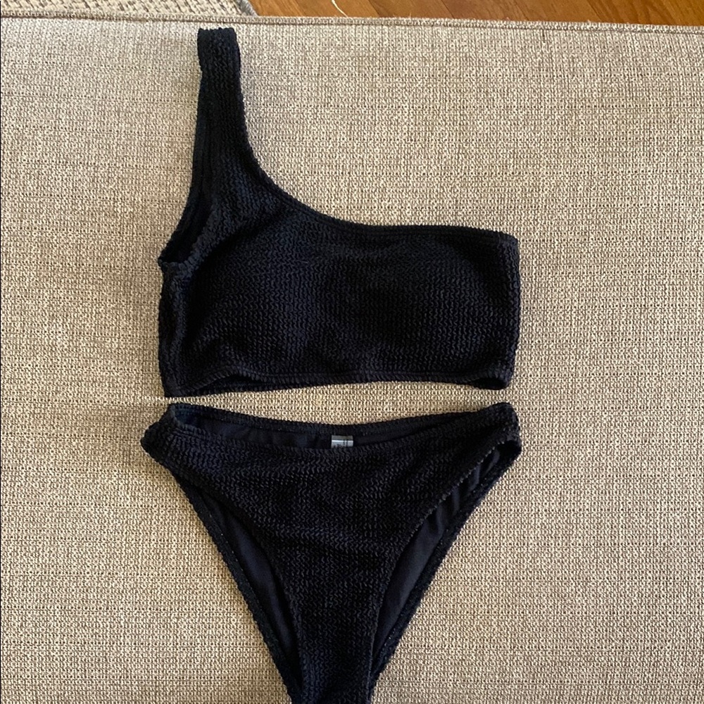Black One-Shoulder Bikini Set SHEIN Sz Small
